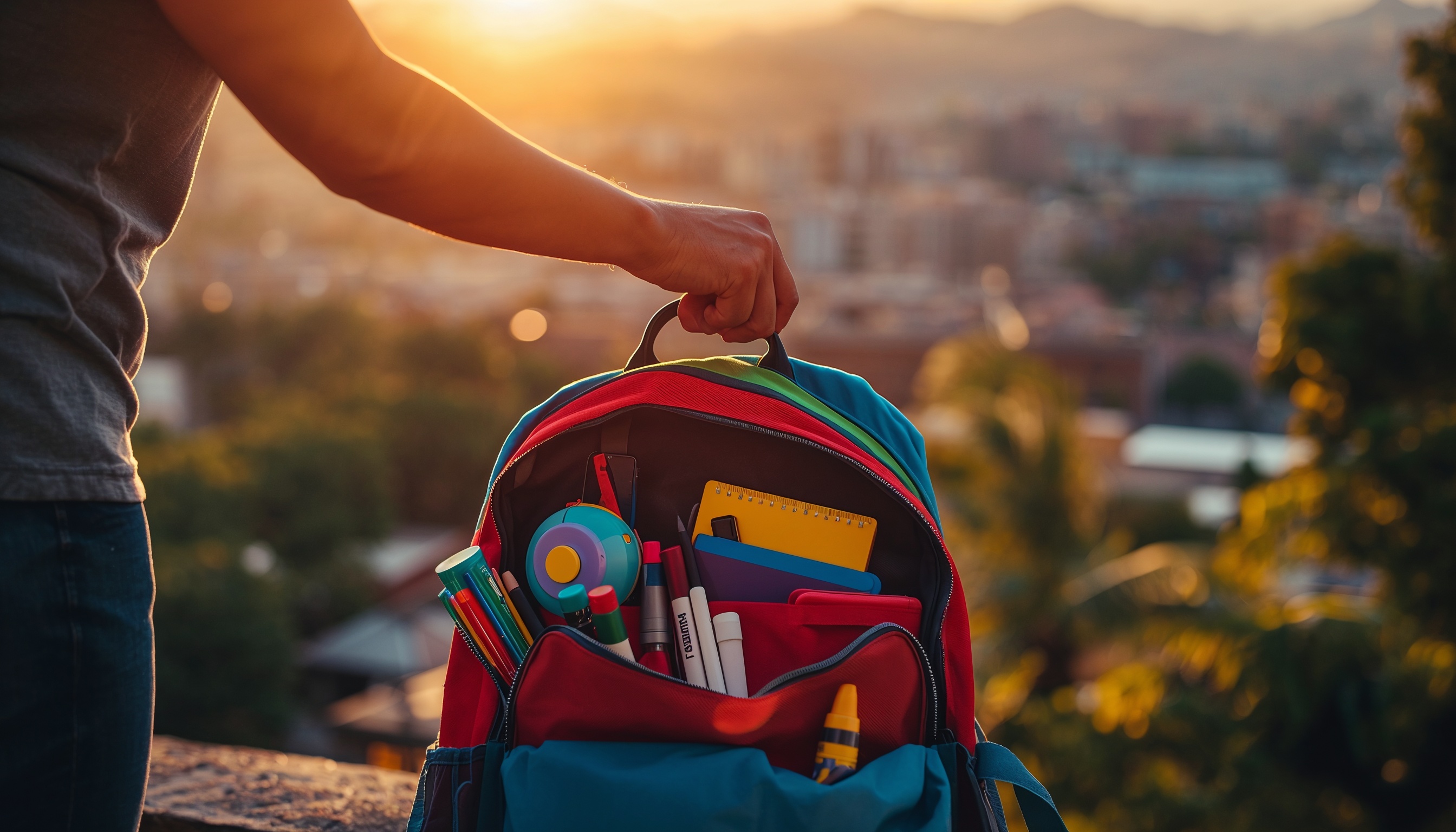 Mochila llena de útiles escolares en Medellín